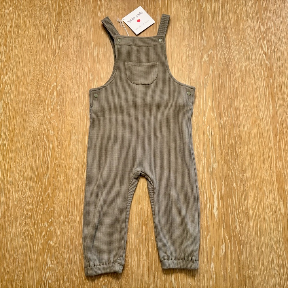 Organic Cotton Waffle Knit Overalls 2T